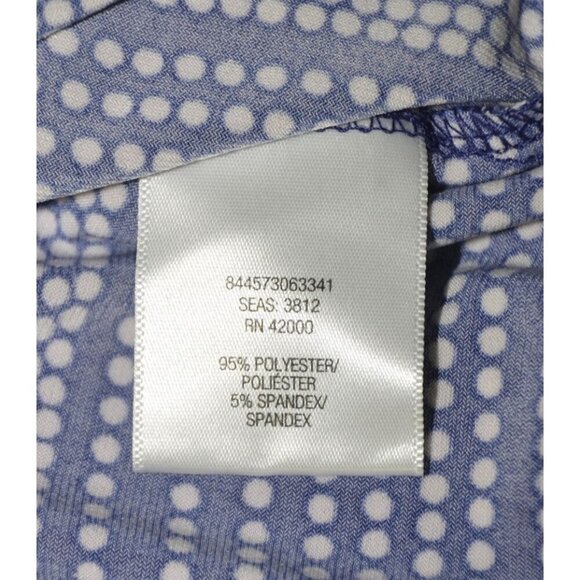 Jaclyn Smith Blouse Top Blue White Polka Dot Size L 3/4 Sleeve Career Casual - Picture 9 of 10